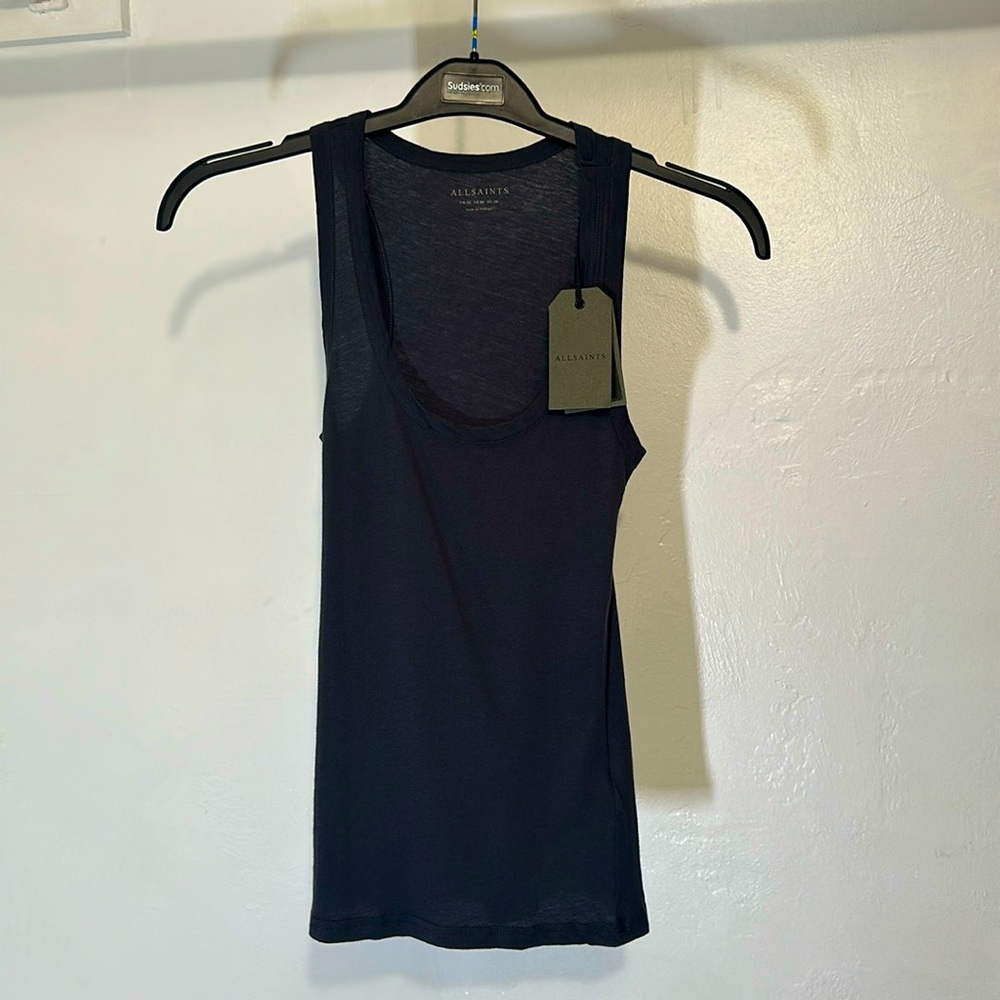 NWT ALL SAINTS Women’s Size 00 Washed Black Tank Top BRAND NEW